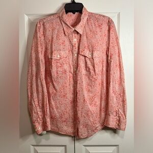 LRL Lauren Jeans  100% Cotton Gauze Floral Button Down Top Blouse